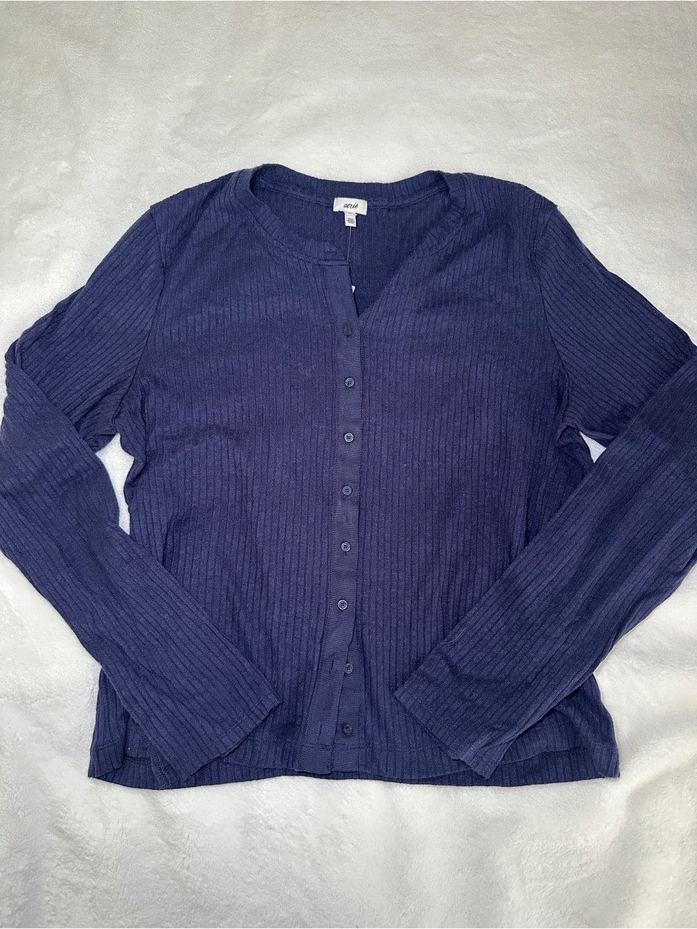 aerie Purple Ribbed Button Long Sleeve